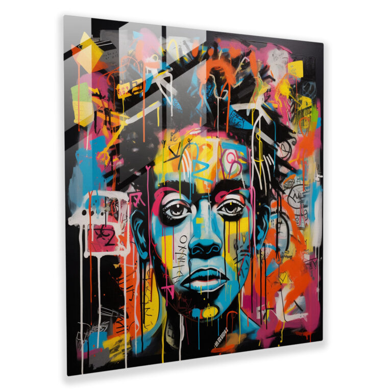 Sokak Görüşleri Cam Duvar Sanatı - Basquiat Cam Duvar Sanatı Ev Dekorasyonu Duvar Dekorasyonu