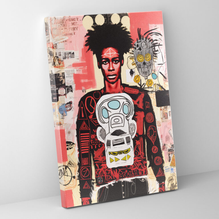 Basquiat Kanvas Tablo - Semboller ve Motiflerin Kolajı - Basquiat Kanvas Duvar Sanatı İkonik Semboller Motifler