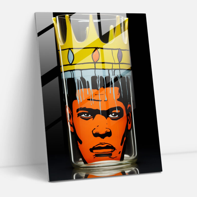 Kral Tacı Cam Tablo Sanatı - Basquiat Modern Tasarım Kraliyet Motifi