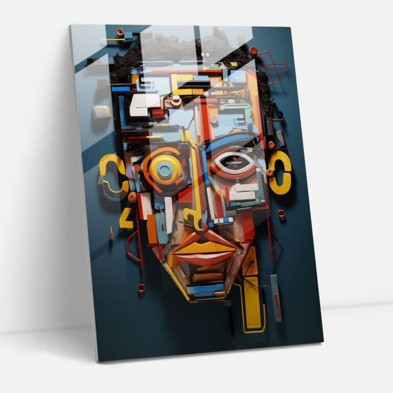 Renkli Soyut Cam Duvar Sanatı - Basquiat Cam Sanatı Duvar Sanatı