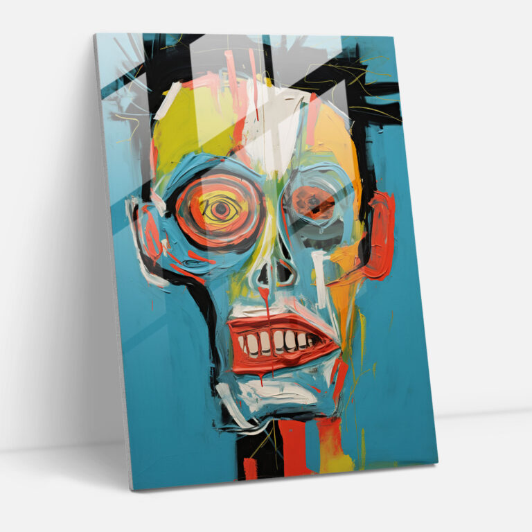 Basquiat Cam Tablo - Neo-Ekspresyonist Cam Duvar Sanatı - Basquiat Derinlik Cam Duvar Sanatı Ev Dekorasyonu