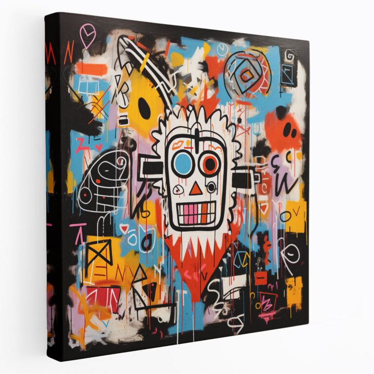 Basquiat Kanvas Tablo - Soyut Graffiti - Duvar Dekorasyonu Renkli Sanatsal Özgürlük