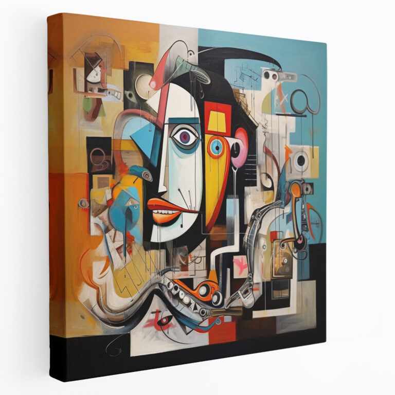 Basquiat Resim Sanatı - Kübist Kompozisyon - Kanvas Tablo Fragmanlı