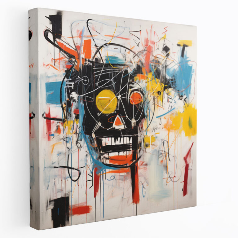Basquiat Kanvas Tablo - Enerjik Fırça İziyle Soyut Dışavurumcu Tablo - Basquiat Benzersiz Duvar Sanatı Kanvas Duvar Sanatı