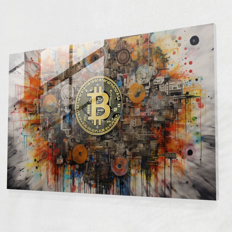 Blockchain Cam Duvar Sanatı - Kanvas Tablo Blockchain Gücü Cam Sanatı