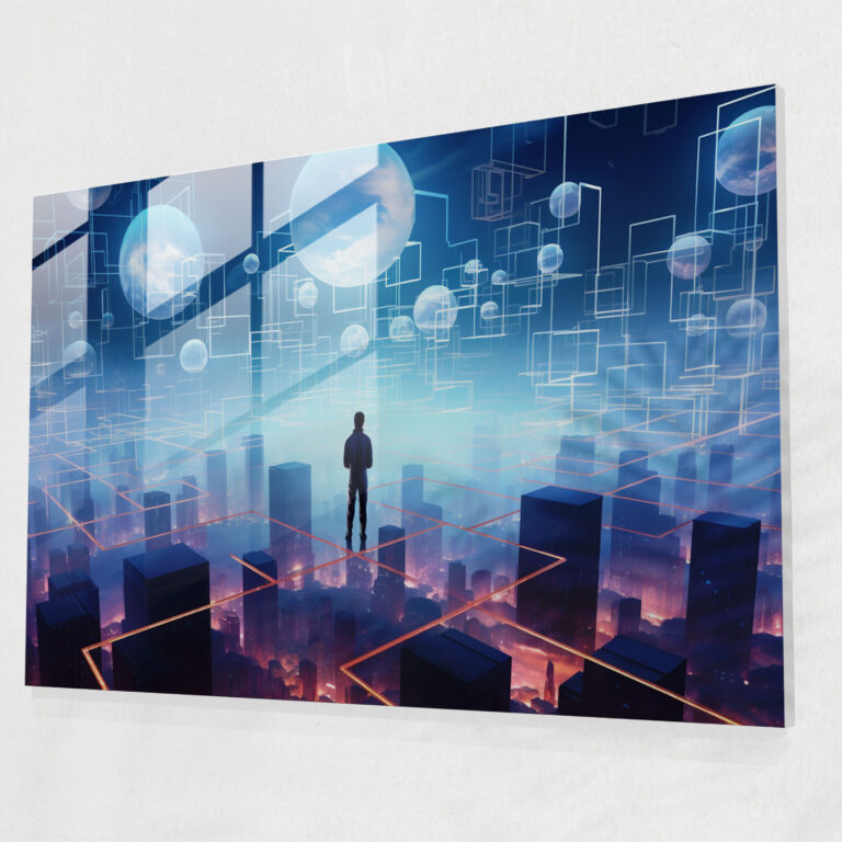 Blockchain Cam Tablo Sanatı - Ev Dekorasyonu Cam Duvar Sanatı Sanat