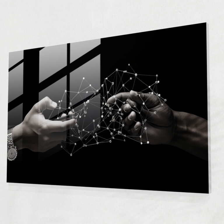 Blockchain İşlem Cam Duvar Sanatı - Duvar Dekorasyonu Ev Dekorasyonu