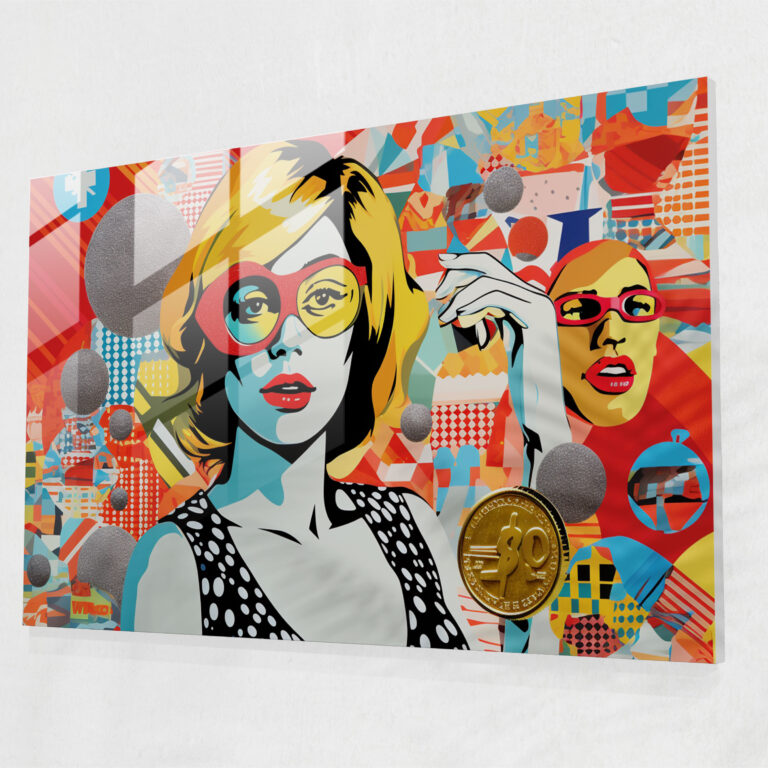 Kripto Para Pop Sanat Cam Tablo - Blockchain Ev Dekorasyonu Modern Sanat