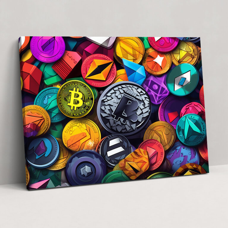 Blockchain Pop Art Kanvas Tablo Baskı - Blockchain Kanvas Kripto Para