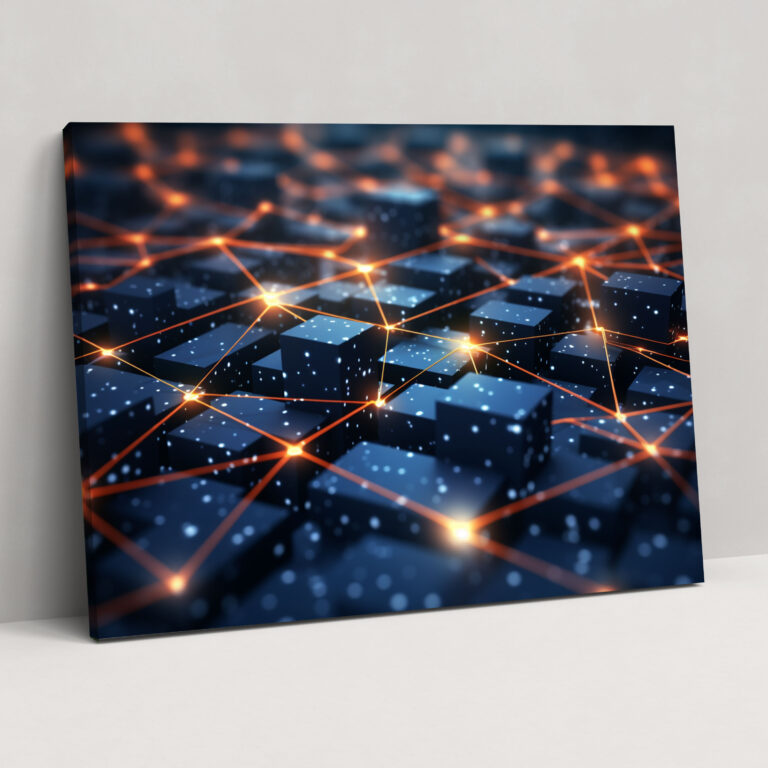 Etkili Blockchain Ağı Duvar Sanatı - Blockchain Kanvas Ev Dekorasyonu