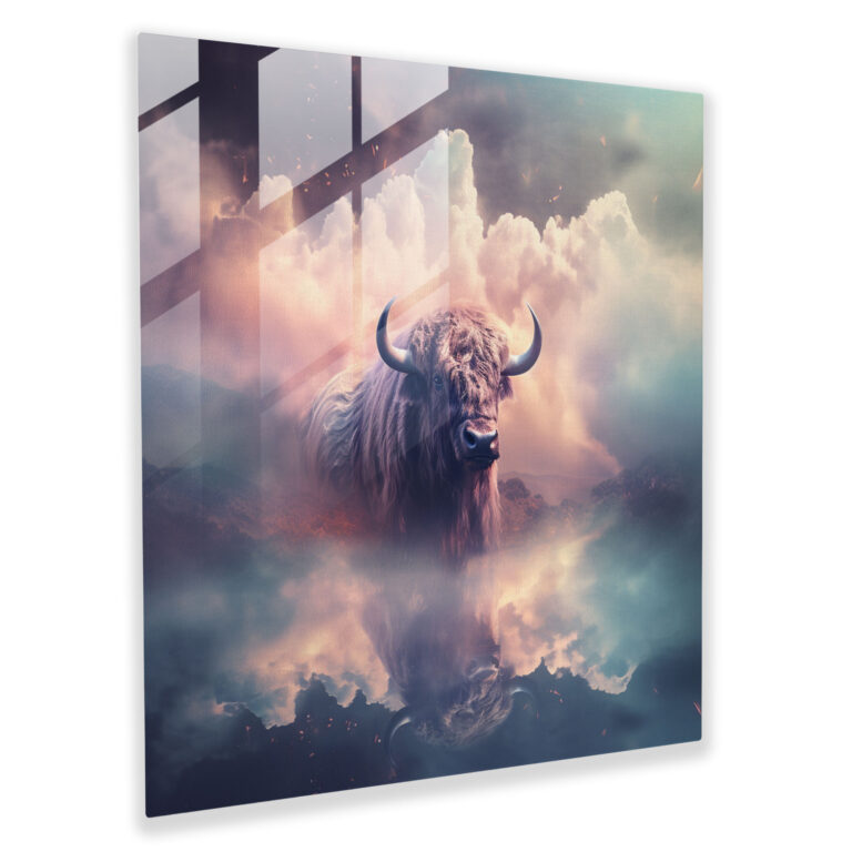 Buffalo Hayalet Dijital Sanat Cam Tablo - Buffalo Dijital Sanat Eseri Masalsı Cam Sanatı