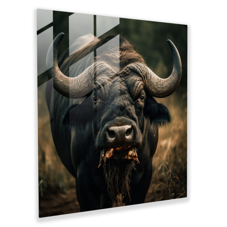 Buffalo Doğa Fotoğrafçılığı Cam Tablo - Ev Dekorasyonu Duvar Dekorasyonu