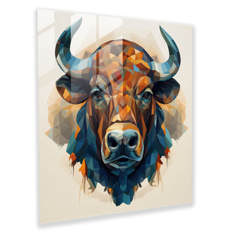 Buffalo Geometrik Desen Cam Tablo - Buffalo Cam Duvar Sanatı Ev Dekorasyonu