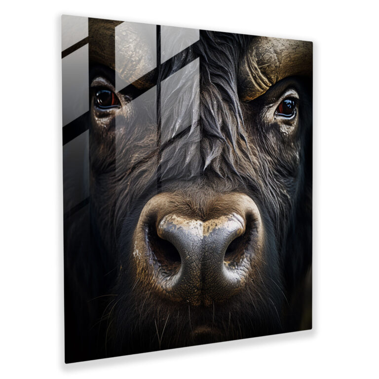 Buffalo Göz Detayı Cam Tablo - Büyüleyici Buffalo Göz Naha Fotoğrafı - Buffalo Modern Sanat Tablosu