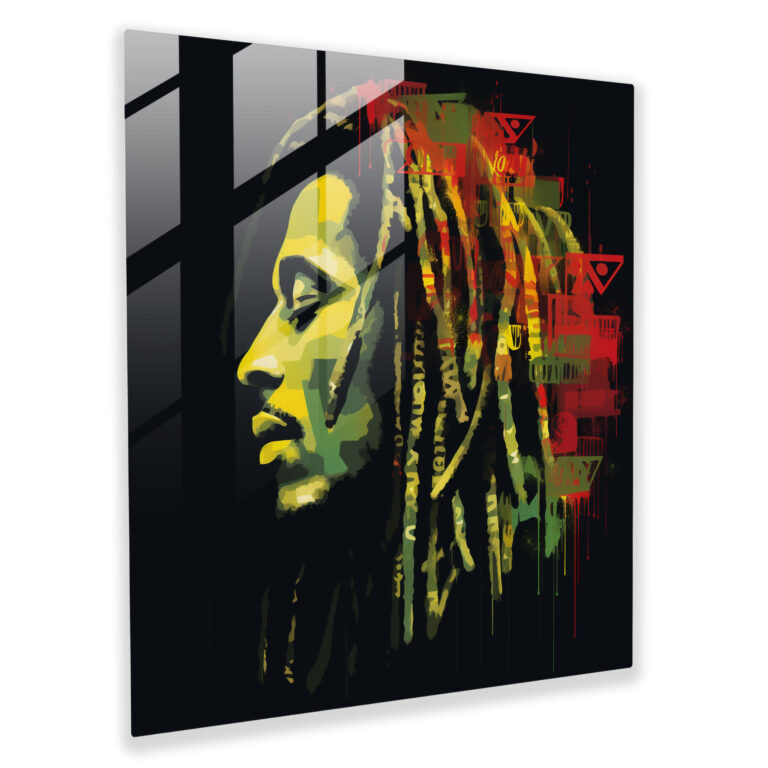 Bob Marley Cam Tablo - Bob Marley Graffiti Tarzı Sanat Eseri Lirik Deha