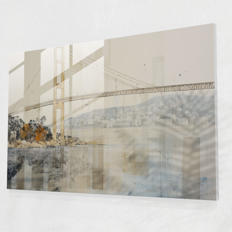Boğaziçi Köprüsü'nün Modern Cam Tablosu - Boğaziçi Köprüsü Modern Sanat Ev Dekorasyonu Cam Tablo
