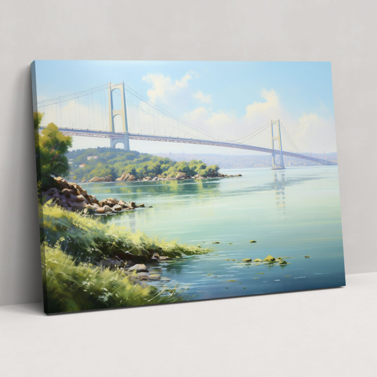 Boğaziçi Köprüsü Duvar Dekorasyonu - Boğaziçi Köprüsü Kanvas Tablo Sanatı Bol Yeşillik
