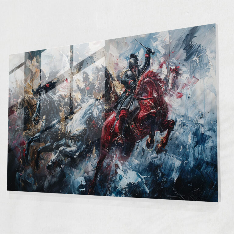 Canlı Savaş Sahnesi Barok Tarzı Tablo Ev Dekorasyonu - Barok Cam Sanat Ev Dekorasyonu Cam Tablo