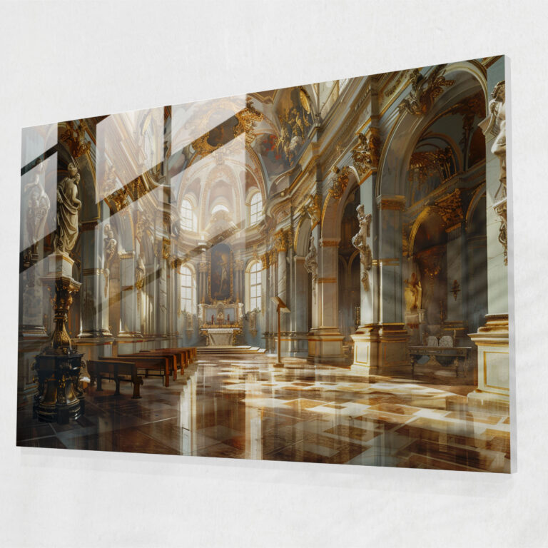 Barok Tarzı Resim Modern Sanat - Barok Modern Sanat Cam Tablo Duvar Dekorasyonu