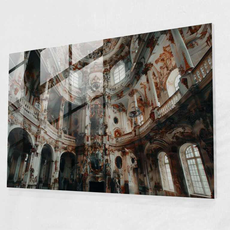 Barok Tarzı Tablo Modern Sanat - Barok Cam Tablo Süslü Mimarlık