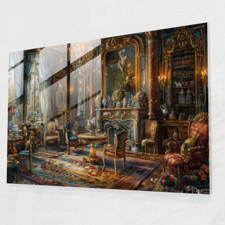 Barok Tarzı Resim Modern Sanat - Barok Cam Tablo Ev Dekorasyonu