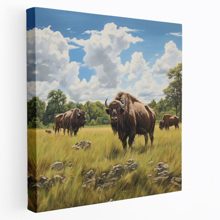 Buffalo Duvar Dekorasyonu - Gerçekçi Yağlı Boya Buffalo