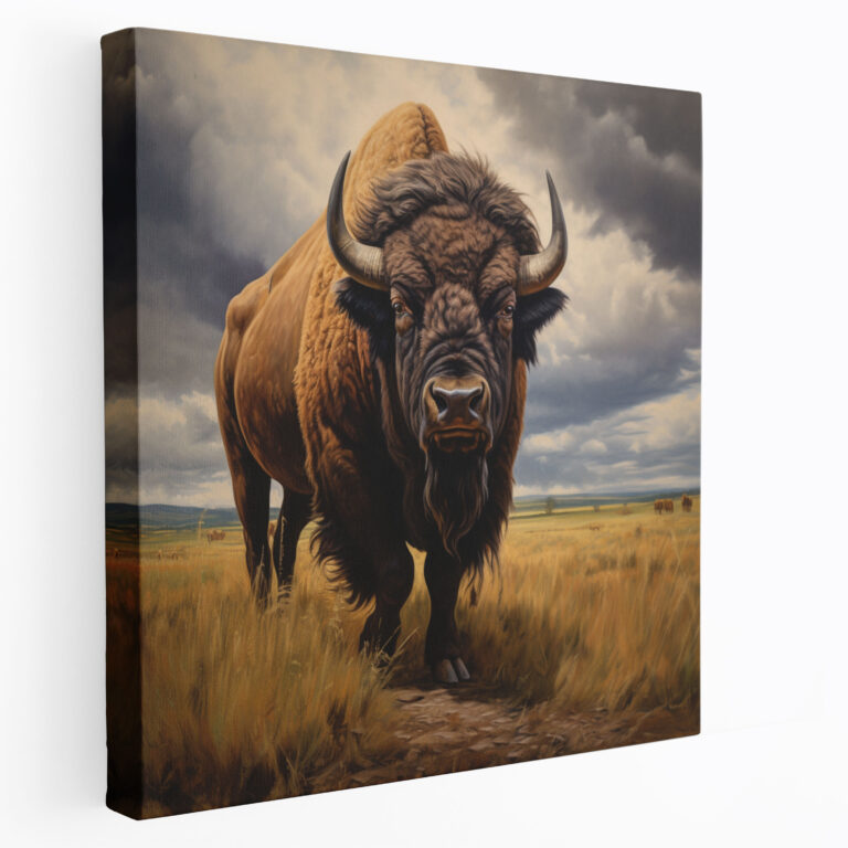Buffalo Kanvas Tablo - Açık Alanda Majestik Bizon - Vahşi Yaşam Duvar Sanatı