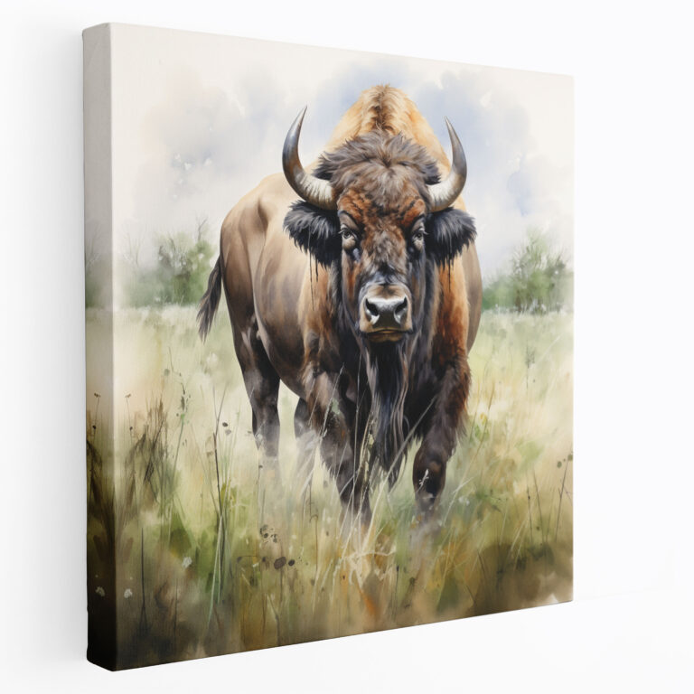 Buffalo Suluboya Kanvas Tablo - Canlı Renklerle Buffalo Temalı Kanvas Tablo