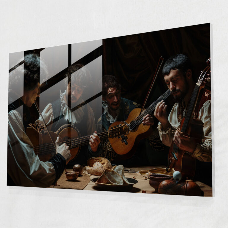 Caravaggio Tarzı Cam Tablo: Müzisyenler - Caravaggio Cam Tablo Ev Dekorasyonu Caravaggio Tarzı