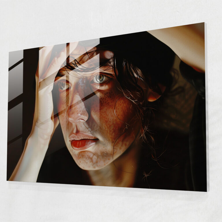 Caravaggio Tarzı Cam Duvar Sanatı - Derin Düşüncelere Dalan Figür - Modern Sanat Duvar Dekorasyonu Cam Sanat