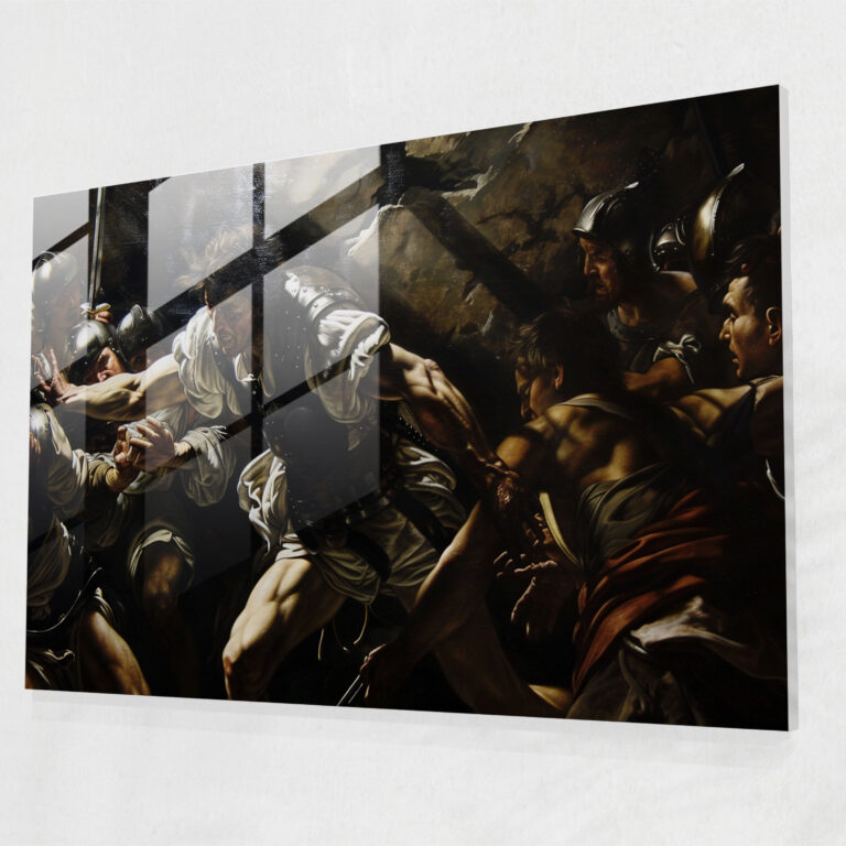 Caravaggio Tarzı Cam Tablo - Yoğun Aksiyon Sahnesi - Ev Dekorasyonu için Caravaggio Cam Duvar Sanatı