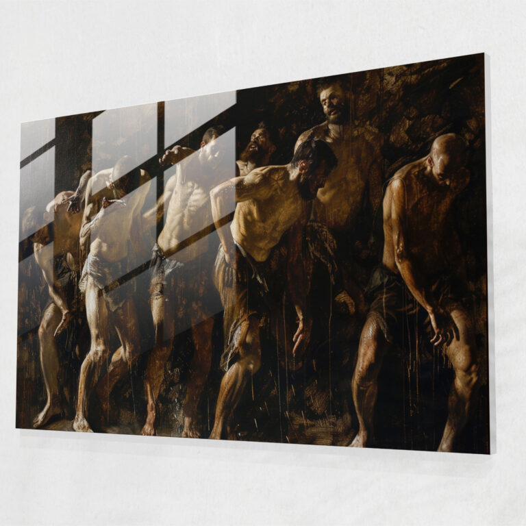 Caravaggio Tarzı Ev Dekorasyonu - Dramatik Duruşlarda Figürler Grubu - Ev Dekorasyonu Cam Tablo Sanatı Modern Sanat