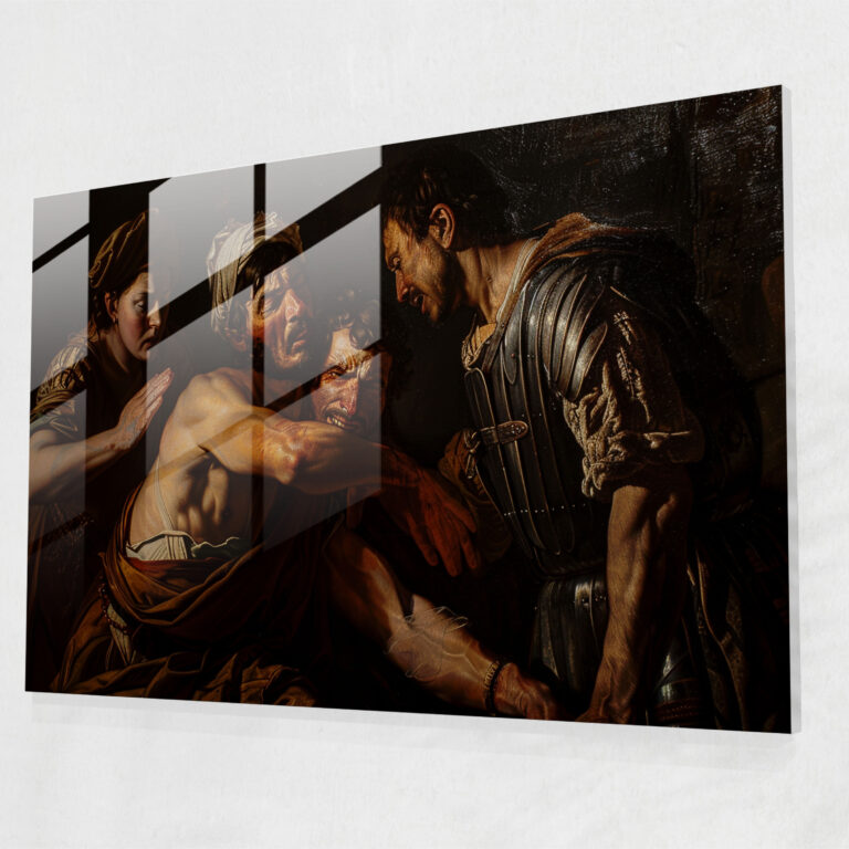 Caravaggio Tarzı Ev Dekorasyonu - Caravaggio Ev Dekorasyonu Cam Tablo Yoğun Sanat