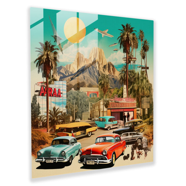 California Retro Koleksiyonu Cam Tablo Baskı