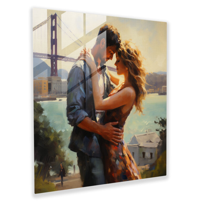 Sonsuz Aşk Cam Tablo - Romantik İzlenimci Portre Cam Duvar Sanatı