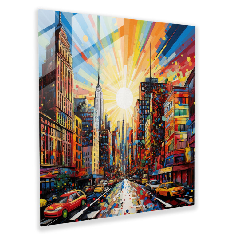 Dinamik Cam Tablo - Pop Art Canlı Şehir Manzaralı Modern Sanat Eseri