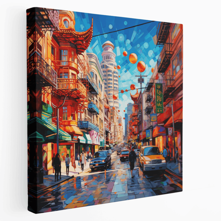 San Francisco'nun Çin Mahallesi Akrilik Boya Kanvas Tablo