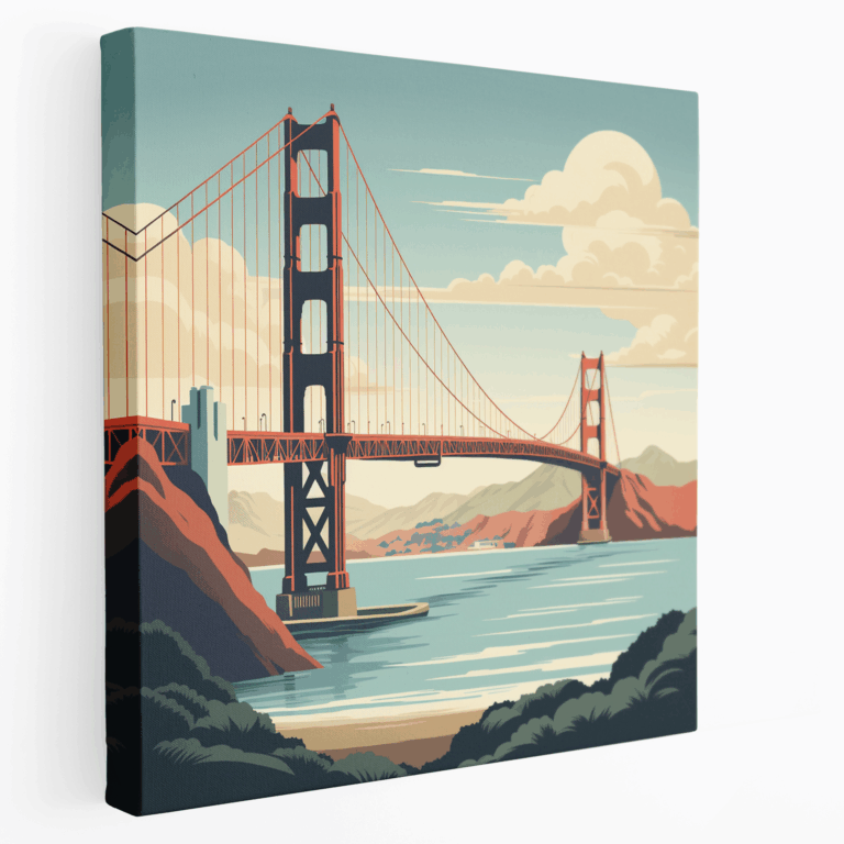 Golden Gate Köprüsü Retro Poster Kanvas Tablo Baskı