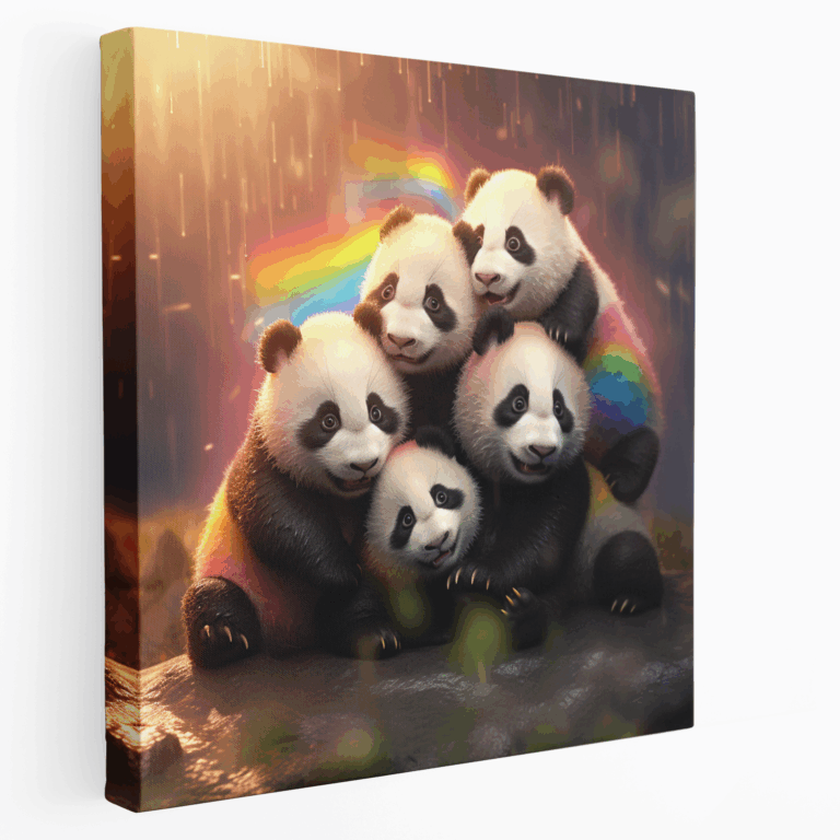 Bebe Panda Gökküre Sarılı Kanvas Tablo
