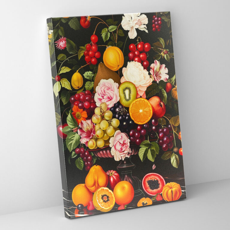 Pop Art Still Life Fruits And Flowers Duvar Dekorasyonu - Klasizm ve Pop Art Kanvas Duvar Sanatı Ev Dekorasyonu