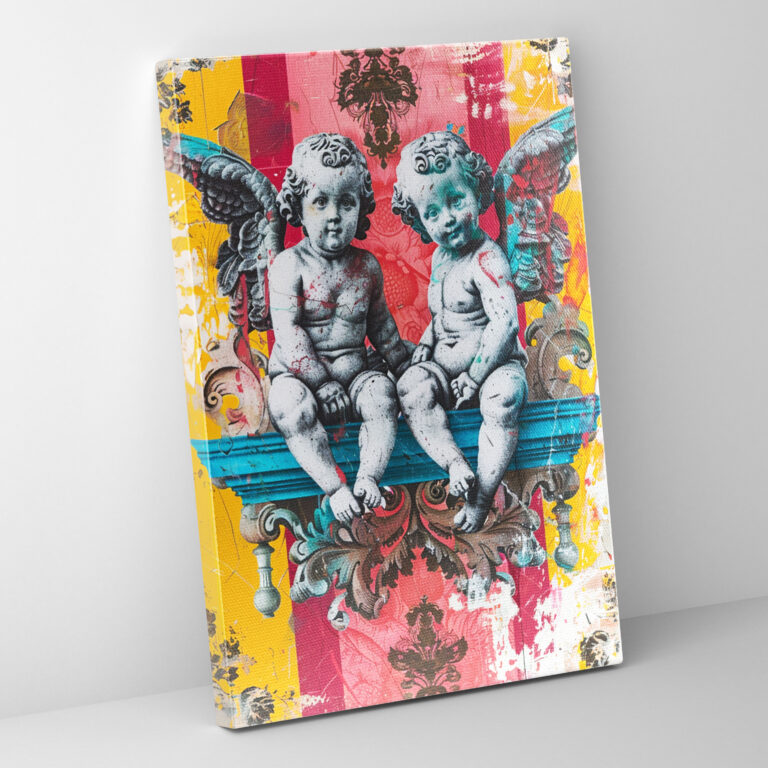 Pop Art Barok Melekler Kanvas Tablo - Klasizm ve Popart Klasizmi Pop Art ile Birleştirir Duvar Dekorasyonu Kanvas Duvar Sanatı