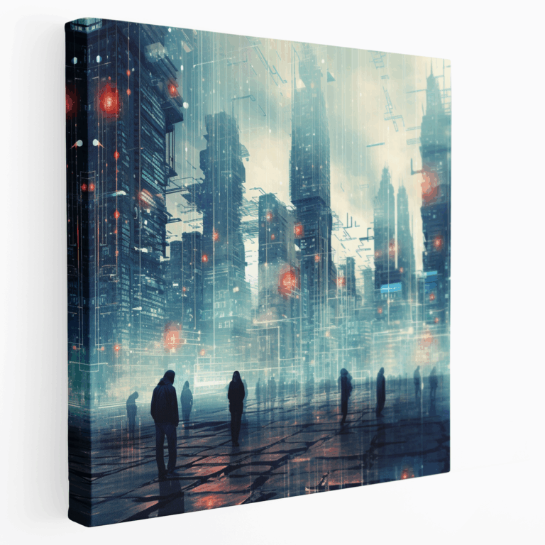 Holografik Metropolis Kanvas Tablo