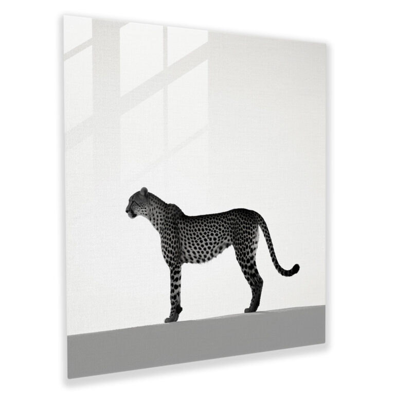 Leopar Cam Tablo - Leopar Cam Duvar Sanatı Silüet