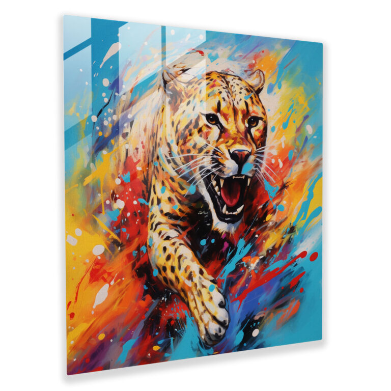 Leopar Cam Tablo - Cam Duvar Sanatı Leopar Tasarımı