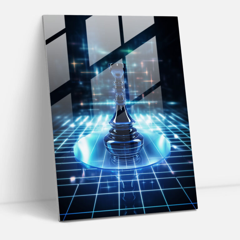 Futuristik Satranç Cam Tablo - Satranç Teknoloji Gelecek Konsepti