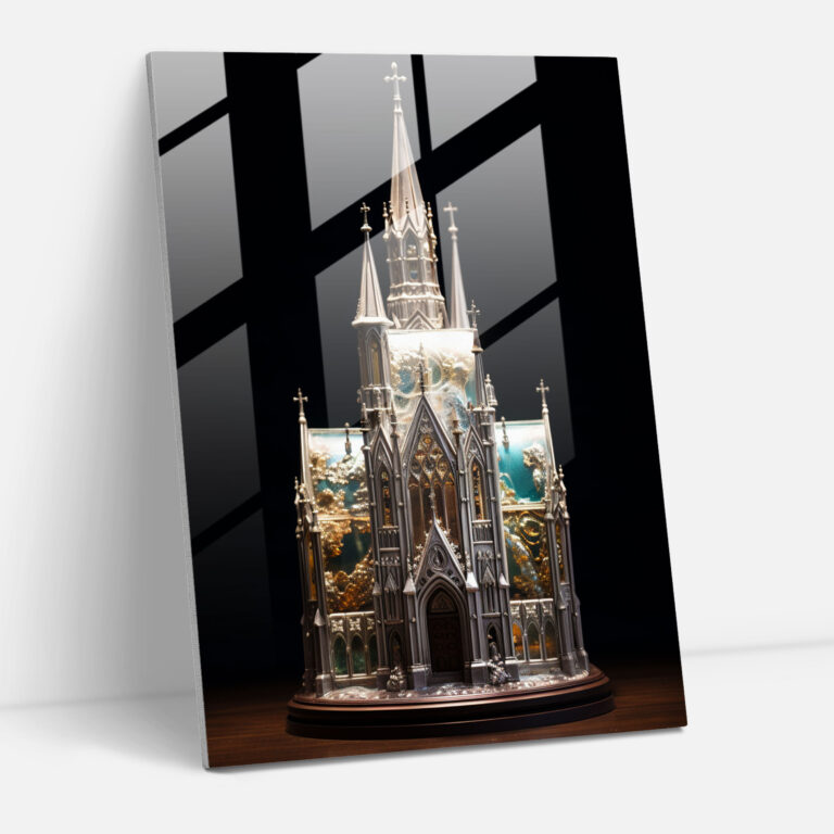 Minyatür Kilise Cam Sanat Heykeli - Ev Dekorasyonu Cam Sanatı Heykel
