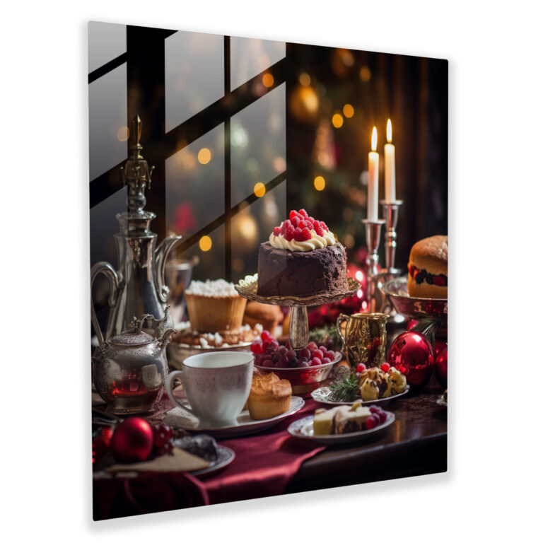 Festive Feast Cam Tablo - Yılbaşı Yılbaşı Masası Duvar Dekorasyonu Cam Tablo