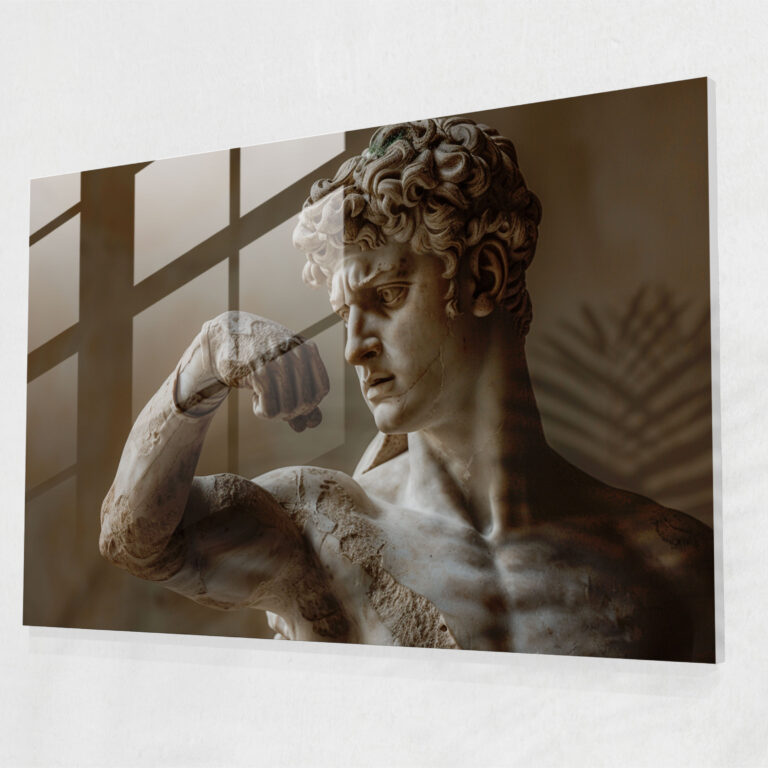 Klasikçilik Modern Sanat: Savaşçı Kahraman Heykeli - Ev Dekorasyonu Cam Duvar Sanatı Cam Sanatı