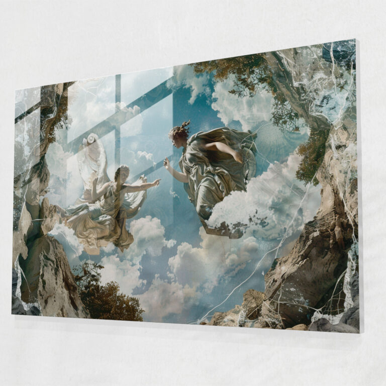 Klasik Yunan Mitolojisi Sahnesi Cam Tablo - Klasik Modern Sanat Ev Dekorasyonu