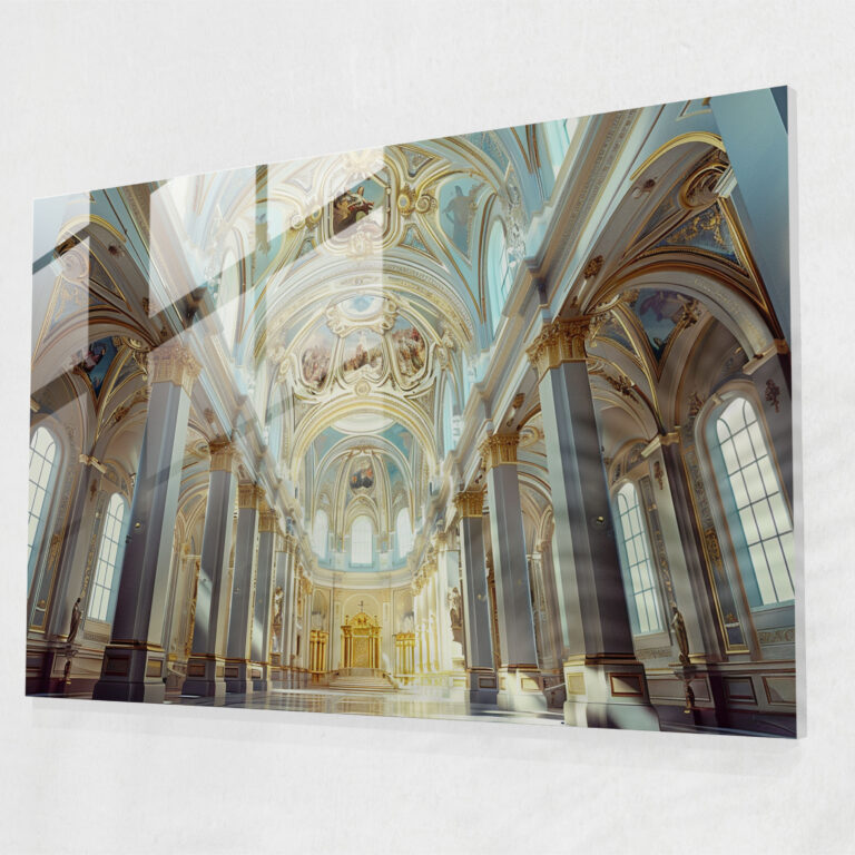 Klasik Cam Duvar Sanatı - Muhteşem Katedral - Klasik Yükselt Ev Dekorasyonu